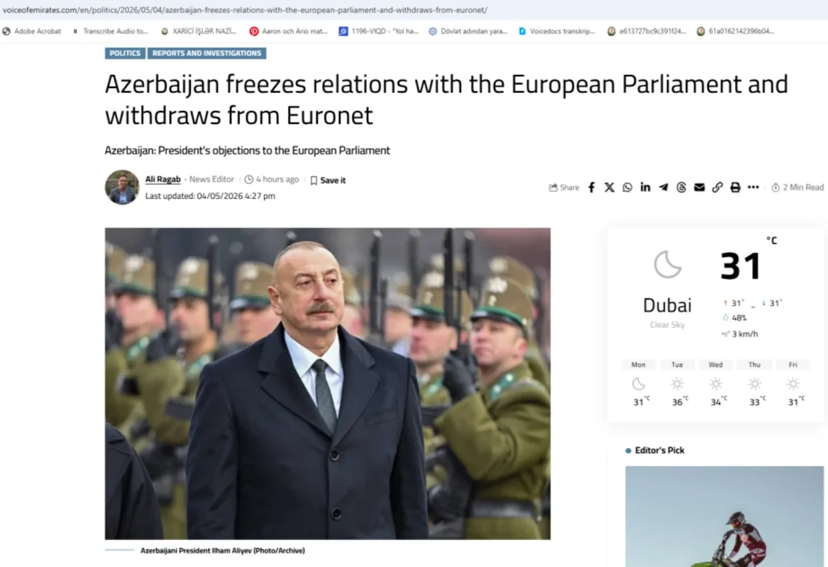 Dünya mətbuatı Azərbaycan Prezidentinin "Avropa Siyasi Birliyi"nin Zirvə toplantısındakı çıxışından yazır - FOTO