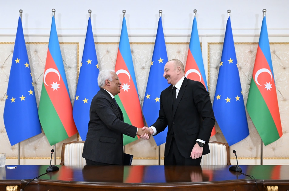 İlham Əliyev və Avropa İttifaqı Şurasının Prezidenti mətbuata bəyanatlarla çıxış ediblər - FOTO - YENİLƏNİB