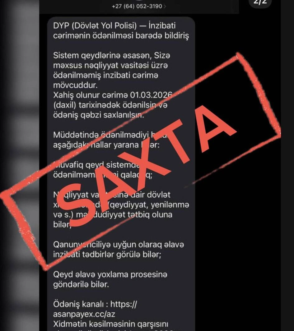 "Vətəndaşlara cərimə borcu olduğu barədə saxta SMS-lər göndərilir" - DYP