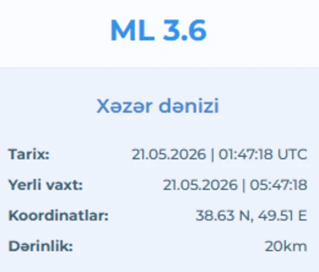 Xəzərdə zəlzələ oldu - FOTO
