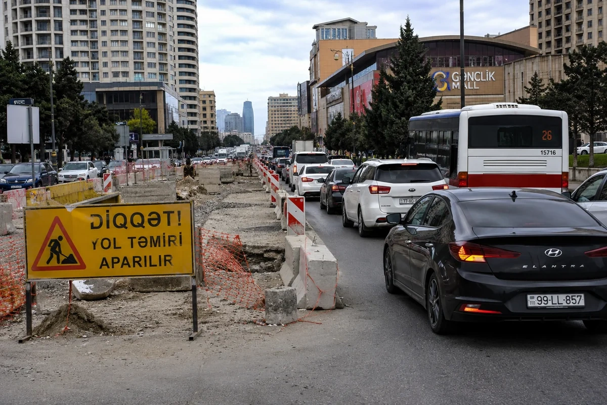 Bakının mərkəzindəki yolda təmir işləri niyə DAYANDIRILIB? - AÇIQLAMA