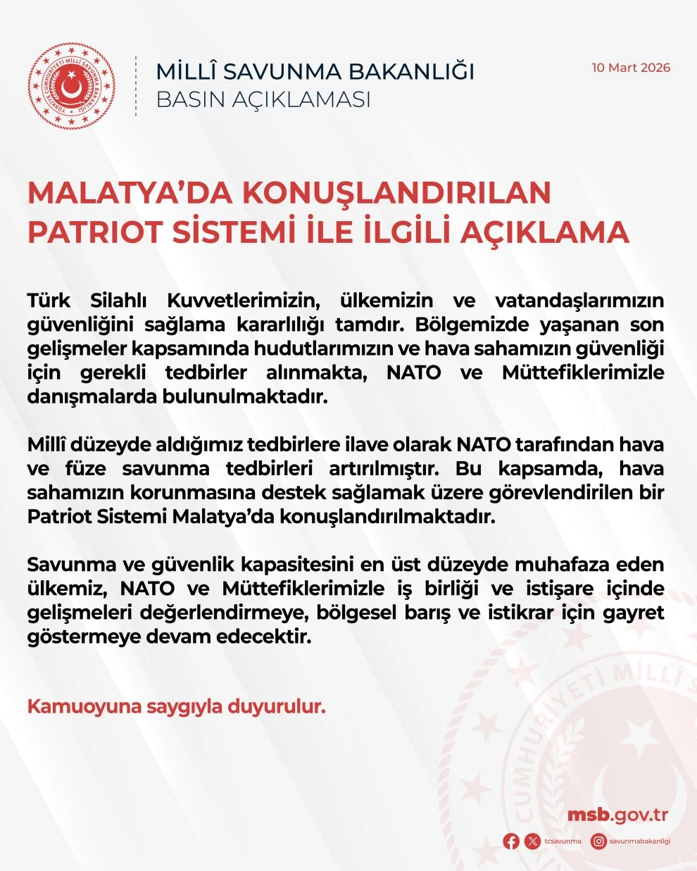 Türkiyədən yeni təhlükəsizlik addımı: Malatyaya “Patriot” sistemi yerləşdirilir
