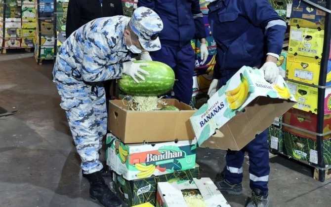 "Qarpız" yükündə 31 kiloqramdan artıq narkotik vasitə aşkarlandı
