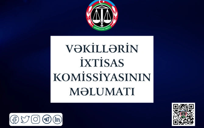70 nəfər vəkilliyə namizəd icbari təlim mərhələsinə buraxılıb