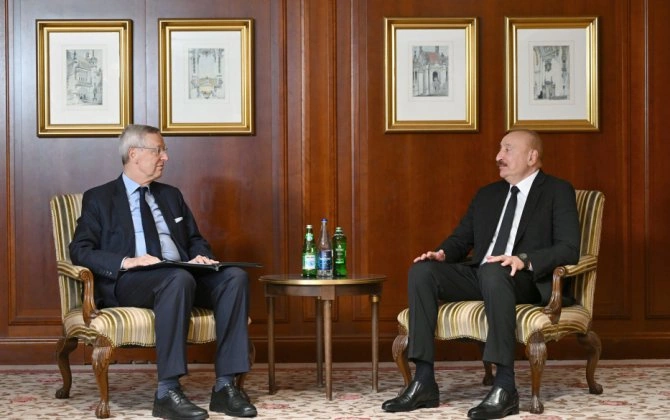 İlham Əliyev Almaniya İqtisadiyyatının Şərq Komitəsinin sədri Mixael Harms ilə görüşüb - FOTO