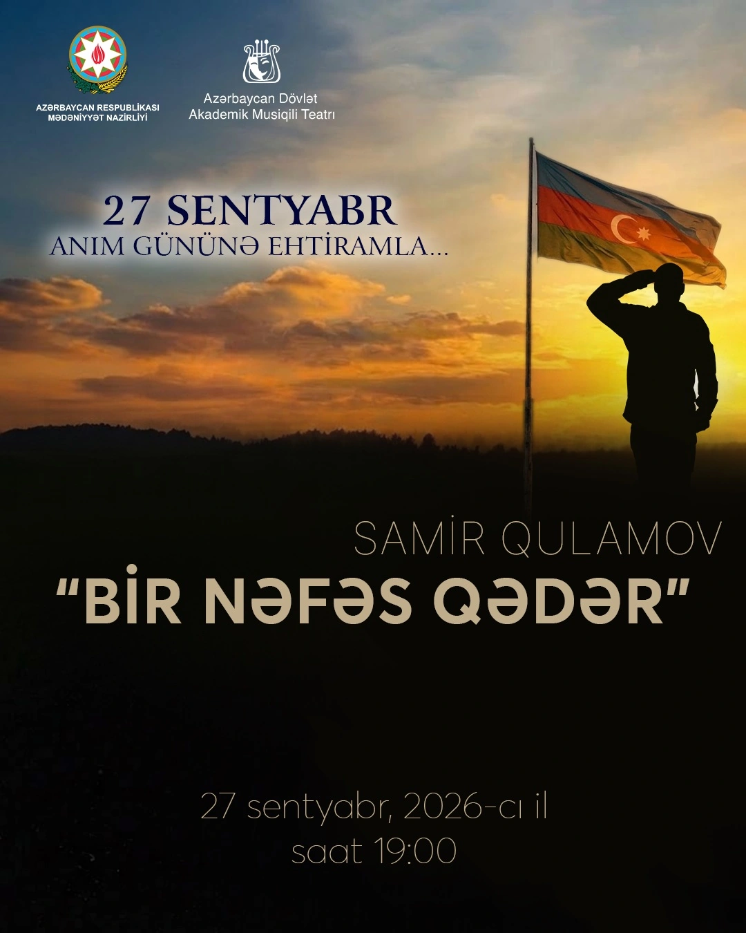 Akademik Musiqili Teatrda Anım Günü ilə əlaqədar "Bir nəfəs qədər" tamaşası oynanılacaq