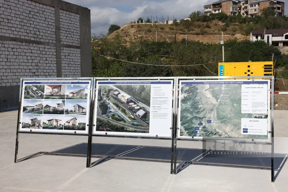 Diplomatlar Xankəndidə dəmir yolu və avtovağzal kompleksinin tikintisi ilə tanış olublar - FOTO