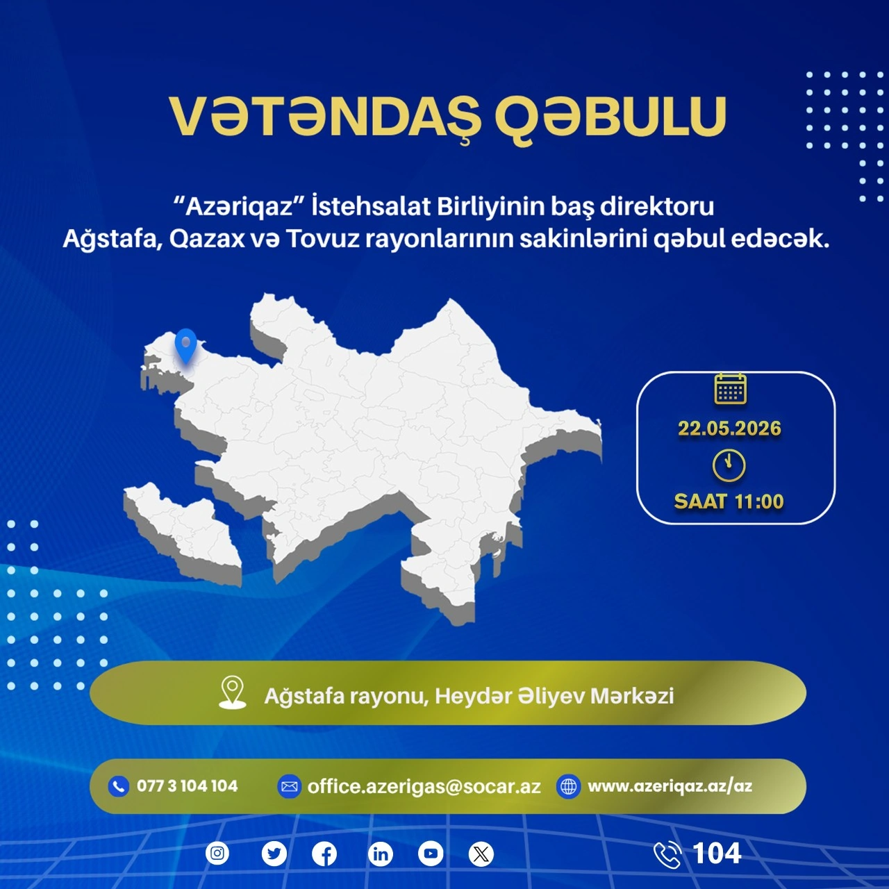 "Azəriqaz"ın baş direktoru bu tarixdə vətəndaşları qəbul edəcək