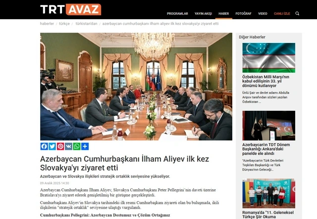 Azərbaycan Prezidentinin Slovakiyaya səfəri beynəlxalq medianın diqqət mərkəzində olub - FOTO