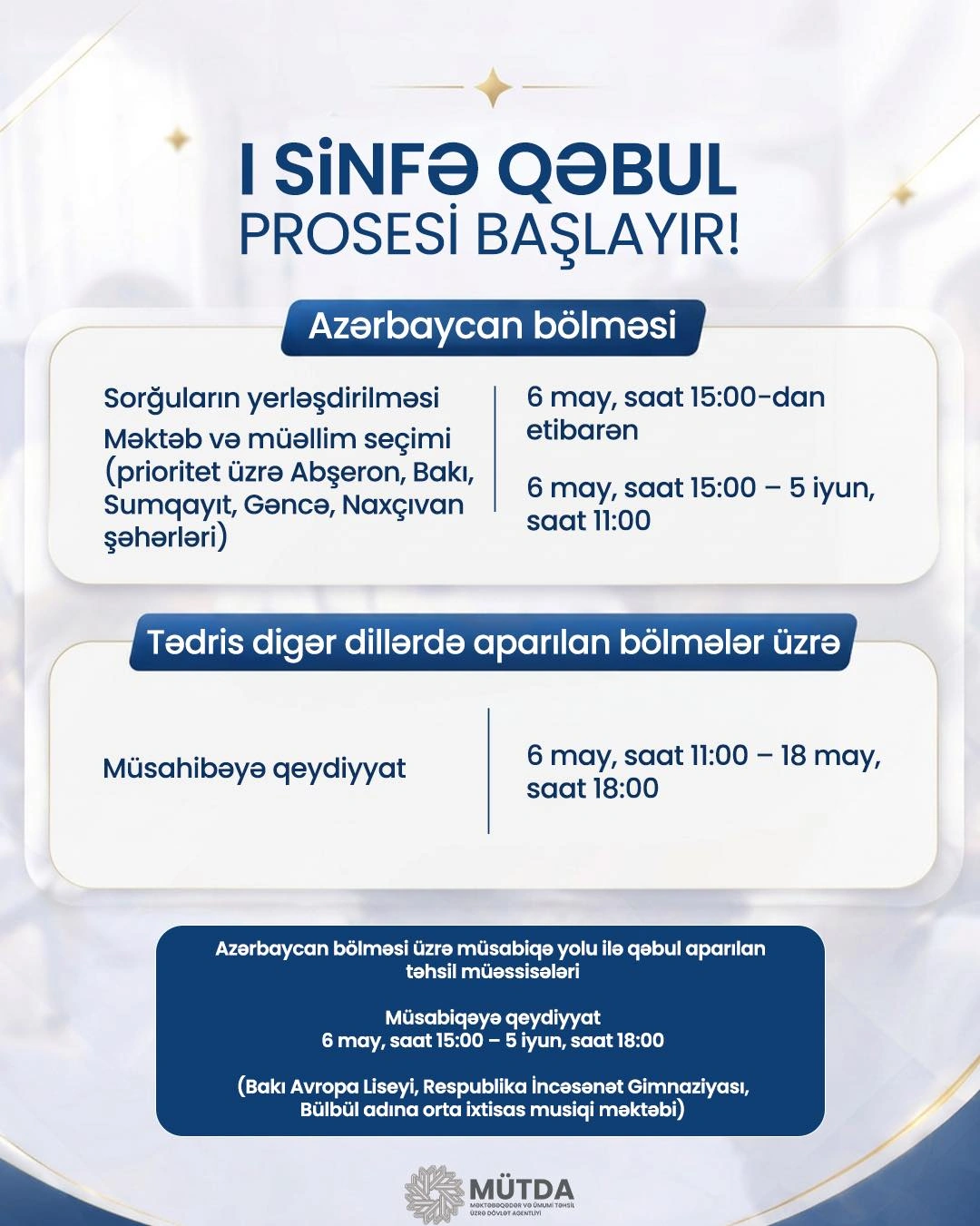 Birinci sinfə qəbul prosesi başladı - FOTO