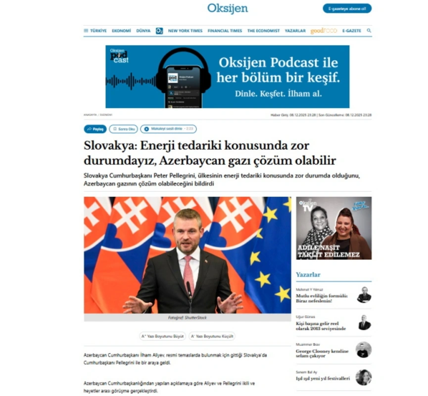 Azərbaycan Prezidentinin Slovakiyaya səfəri beynəlxalq medianın diqqət mərkəzində olub - FOTO