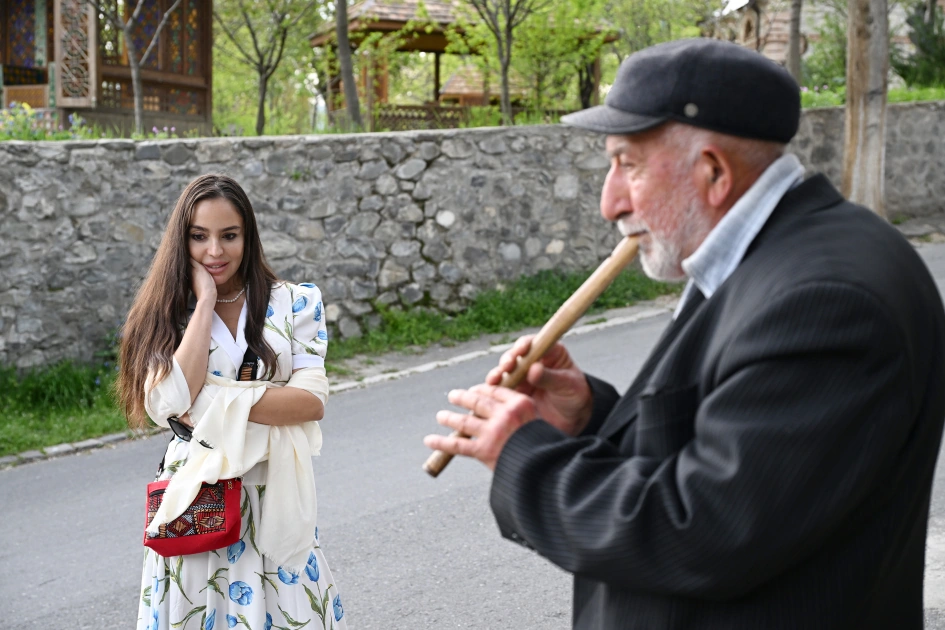 Leyla və Arzu Əliyevalar Şəkidə tarixi-memarlıq abidələrinin bərpadan sonra açılışında - FOTOLAR