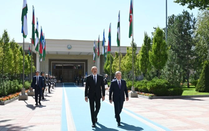 Daşkənddə Prezident İlham Əliyevin rəsmi qarşılanma mərasimi oldu - FOTOLAR