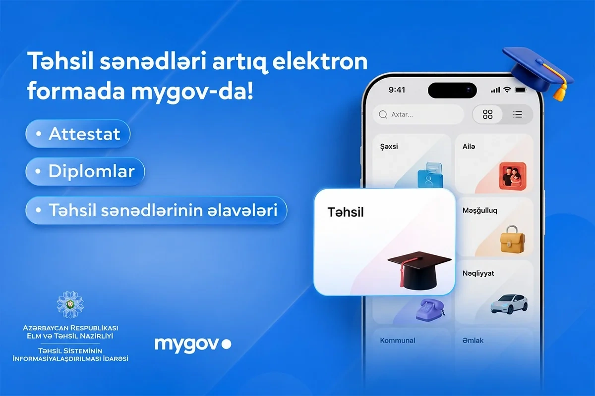 2026-cı il məzunlarının elektron təhsil sənədləri "mygov" platformasında əlçatandır