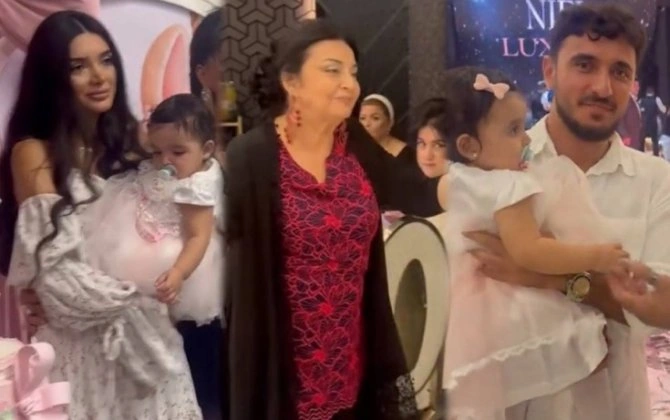 Həmidə Ömərova oğlu və nəvəsi ilə - VİDEO