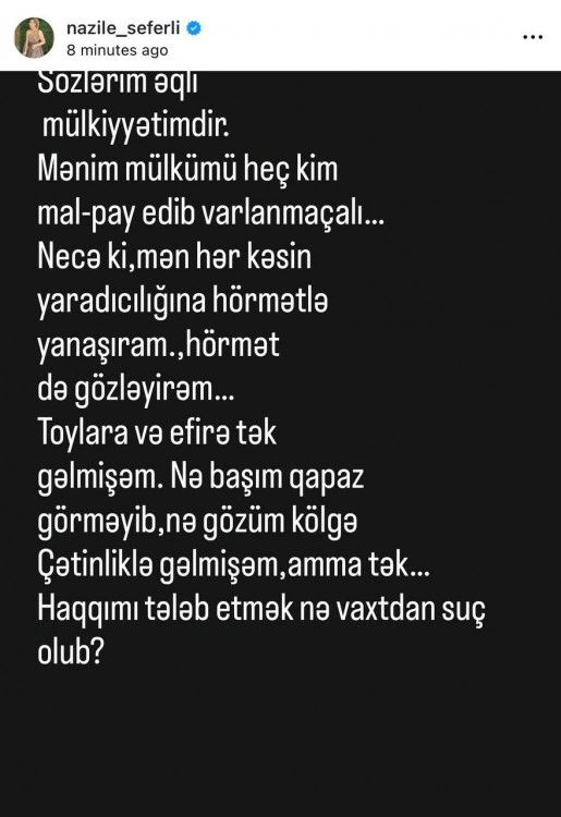 Nazilədən Könül Kərimovaya CAVAB - FOTO