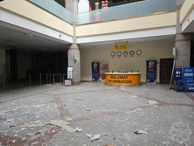 İranın dron hücumundan sonra Naxçıvan aeroportu - FOTO/VİDEO