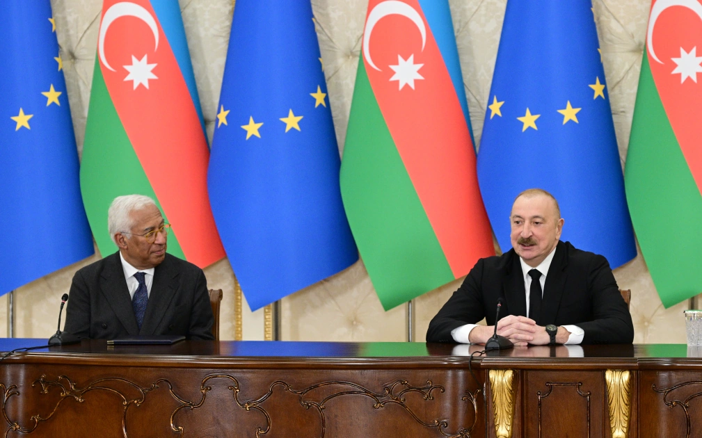 İlham Əliyev və Avropa İttifaqı Şurasının Prezidenti mətbuata bəyanatlarla çıxış ediblər - FOTO - YENİLƏNİB