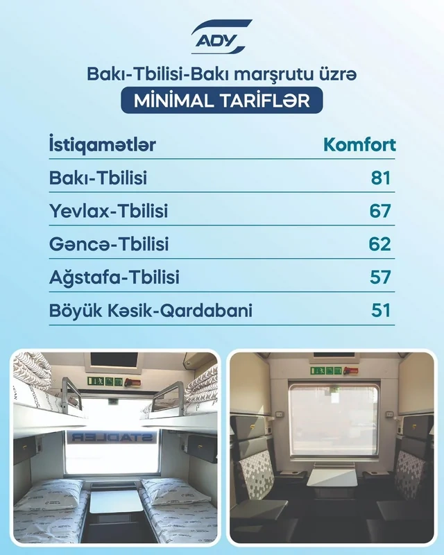 Bakı-Tbilisi-Bakı qatar reysində siniflər üzrə QİYMƏTLƏR - FOTO