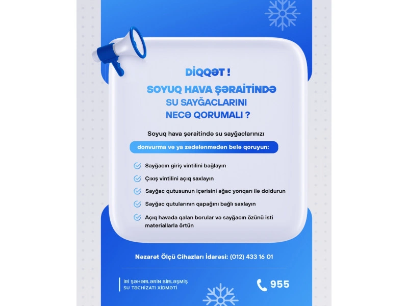 Qışda Bakının su təchizatında yarana biləcək problemlərin qarşısı alınır