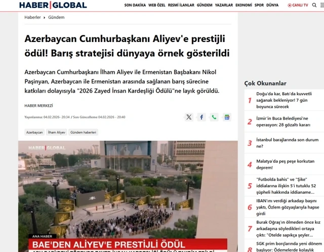 Prezident İlham Əliyevin Əbu-Dabiyə səfəri dünya mətbuatının diqqət mərkəzindədir - FOTO