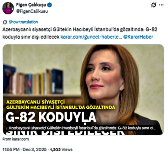“FETO” terror təşkilatının bəzi üzvlərinin Gültəkin Hacıbəylini dəstəkləmələrinə dair faktlar
