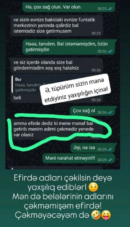 Həbsxanada ona bal göndərən şəxsin mesajına əsəbiləşdi - FOTO