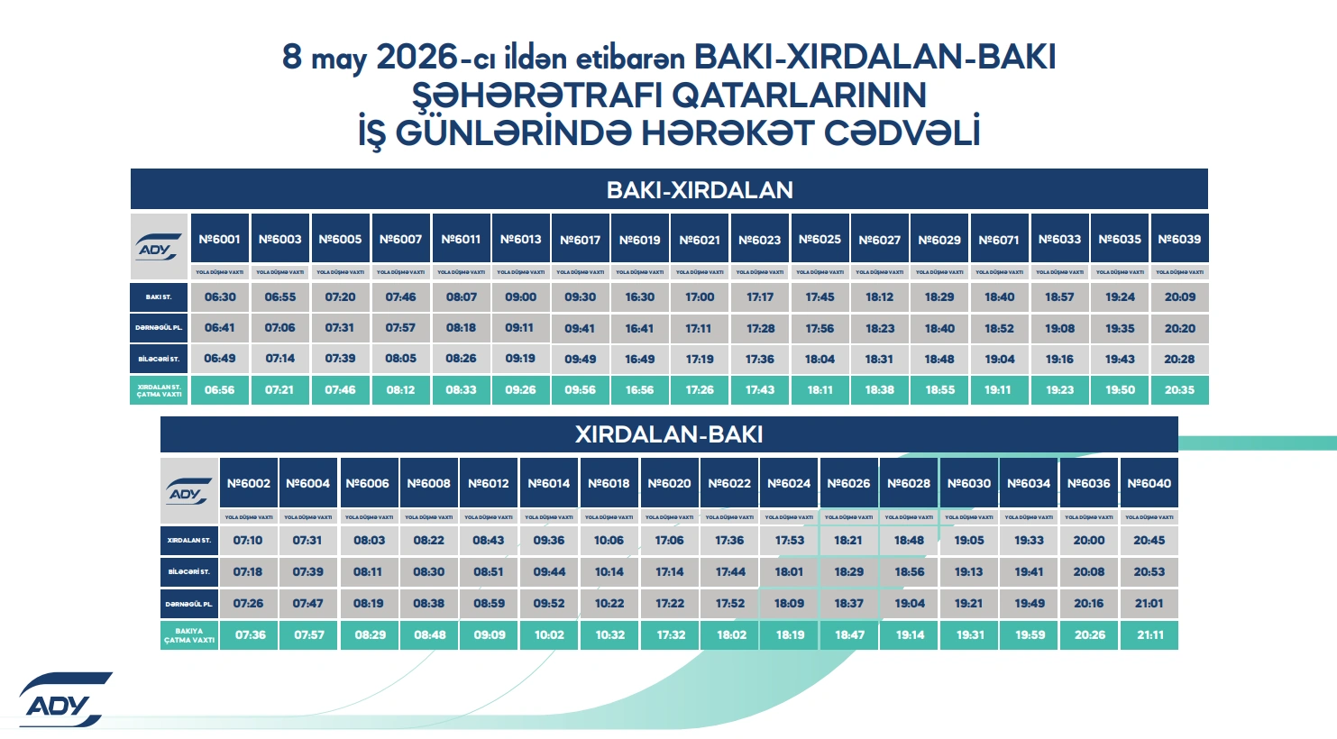 Bakı–Xırdalan qatarlarının hərəkət qrafiki yeniləndi - FOTO