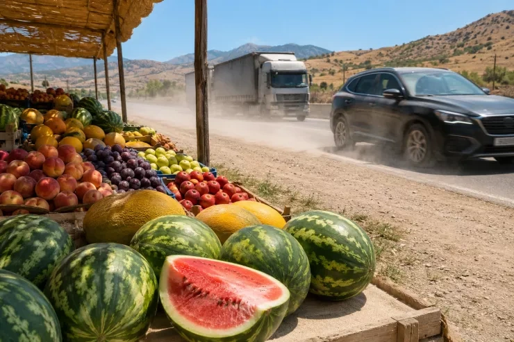 Yol kənarındakı rəngarəng meyvələrin arxasındakı BƏLA: Süfrənizə zəhər gətirir