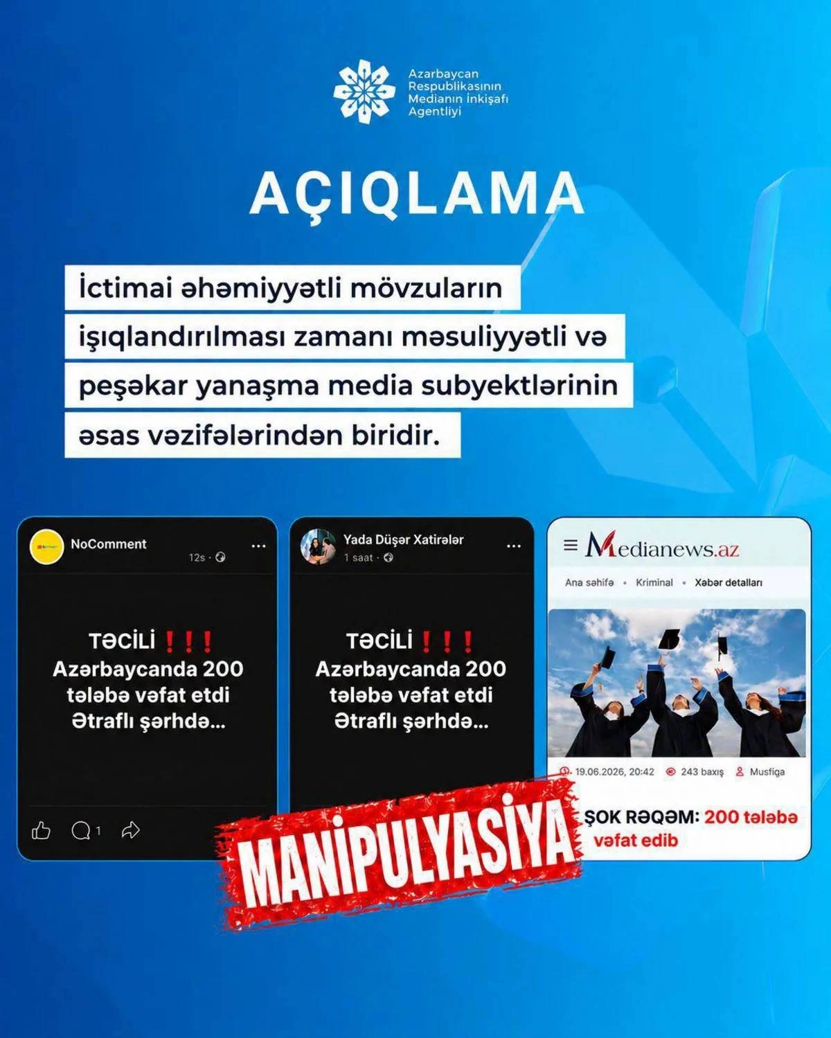 MEDİA: Bəzi saytlar DİM-in statistik məlumatlarını şişirdilmiş başlıqlarla təqdim edib - FOTO