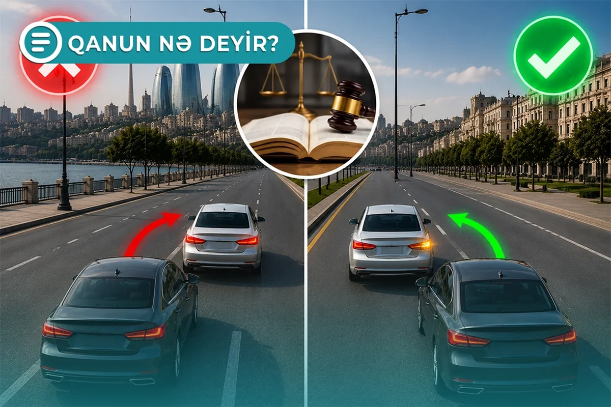 Sürücü bəzi hallarda qarşıdakı avtomobili sağdan ötə bilər - Qanun nə deyir? - VİDEO
