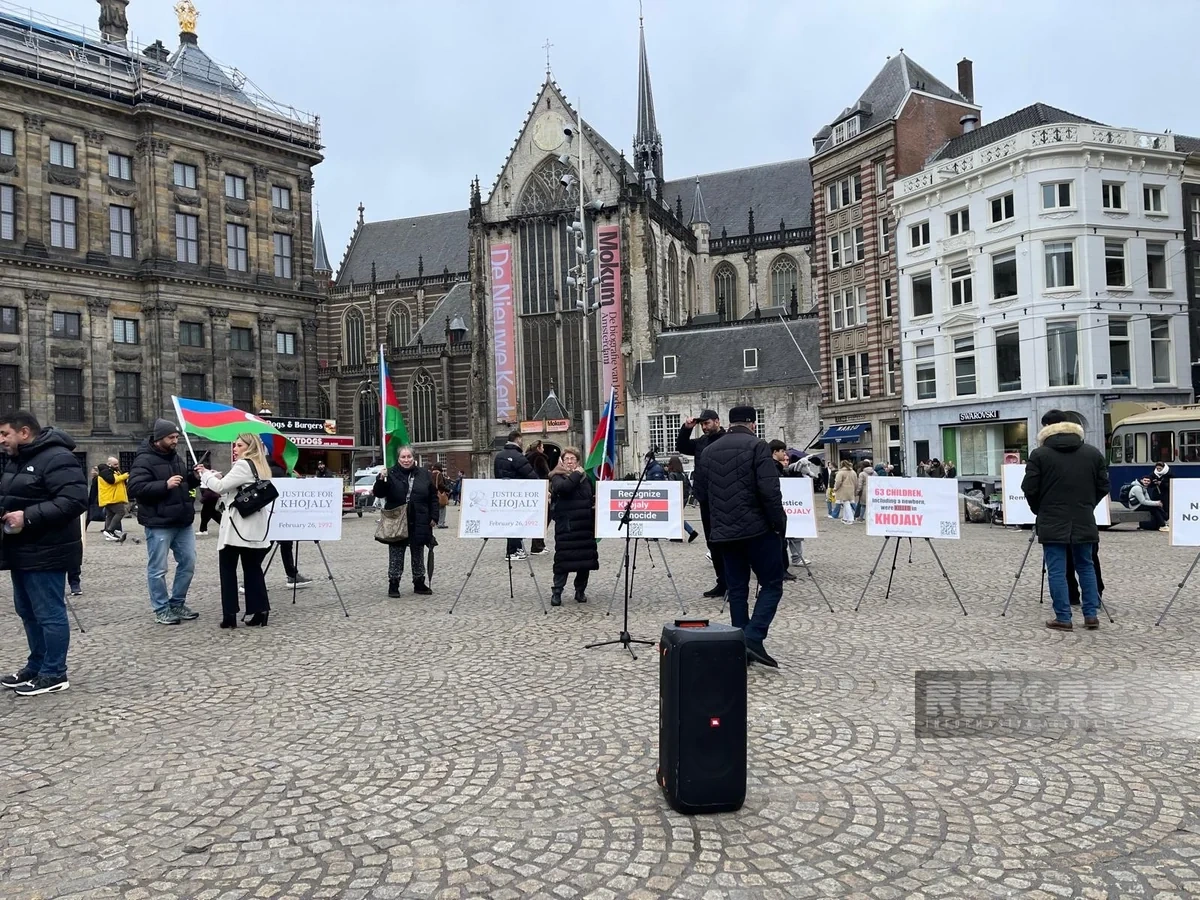 Amsterdamın mərkəzi meydanında "Xocalıya ədalət" aksiyası keçirilib - FOTO