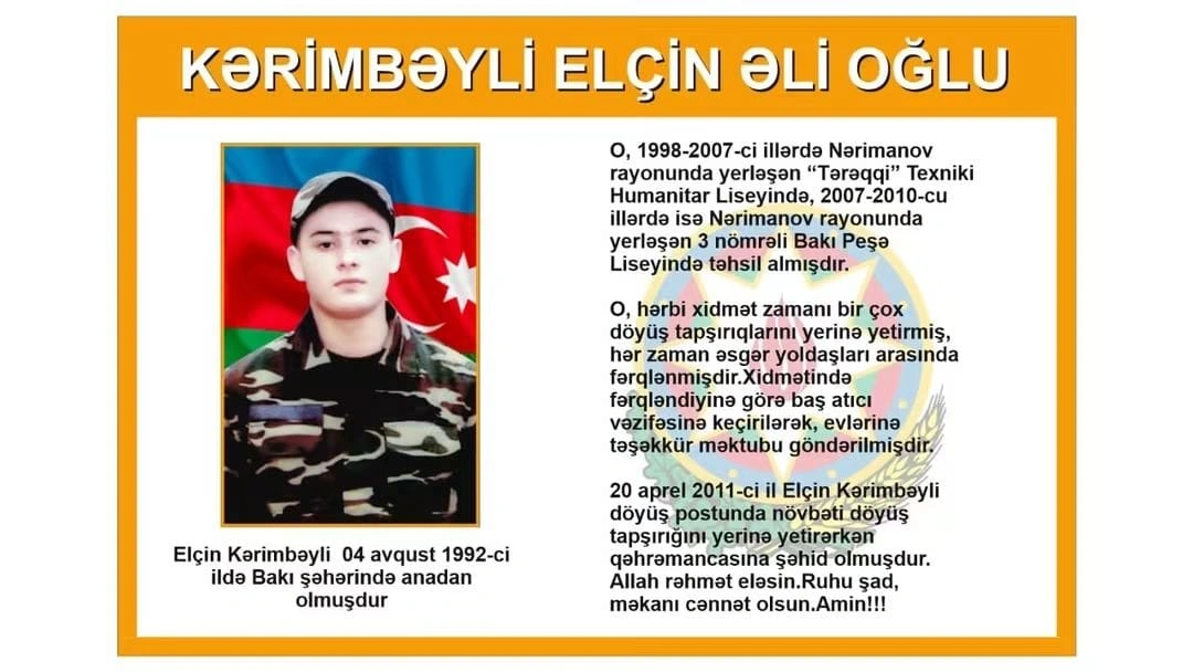 Şəhid Elçin Kərimbəylinin xatirəsi yad edilib - FOTOLAR