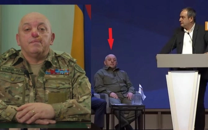 Ağdərədə sərxoş olub panika yaradam erməni hərbçi Samvel Karapetyanın partiyasının rəmzinə çevrildi...-FOTO