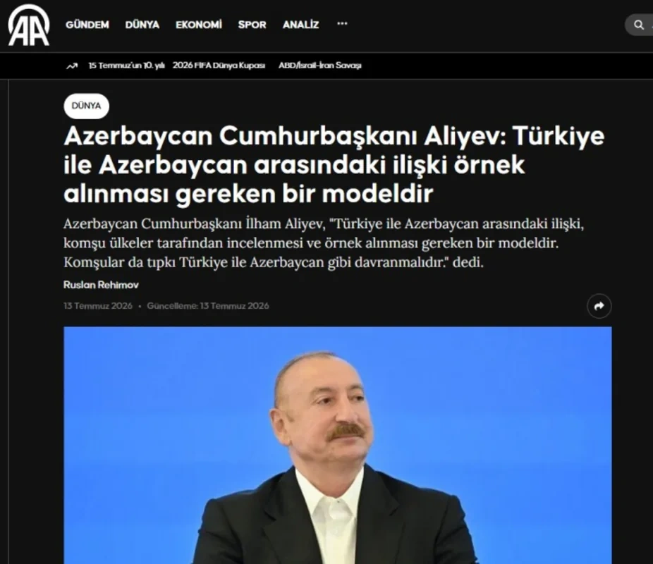 Prezidentin IV Şuşa Qlobal Media Forumundakı çıxışı Türkiyə mediasının diqqət mərkəzindəd - FOTO