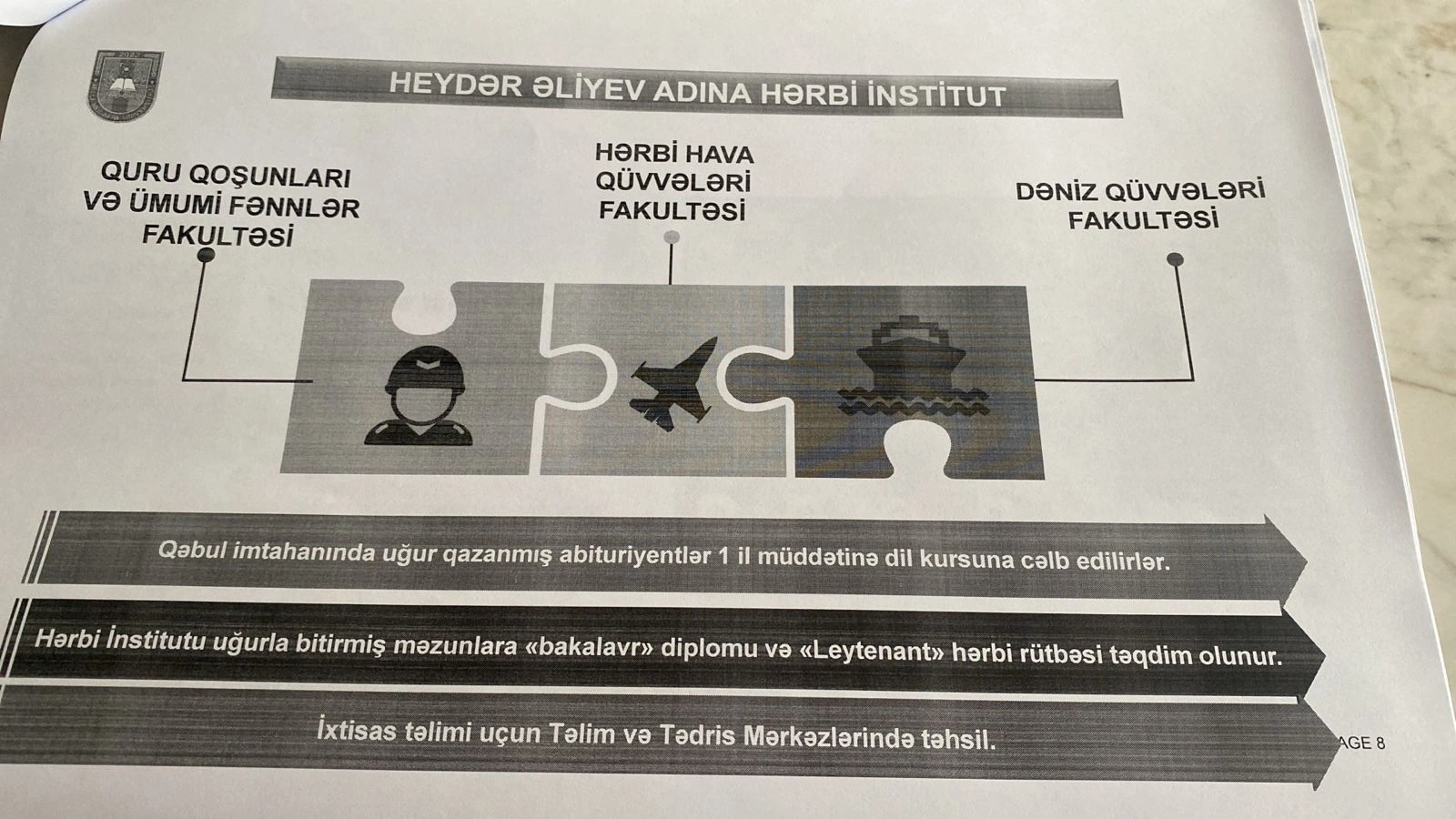 Milli Mudafiə Unuversitetinin tabeliyində olan bütün xüsusi təyinatlı tədris müəssisələrində hazırlanan kadrlar muasir tələblərə cavab verirlər