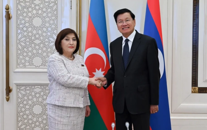 Sahibə Qafarova Laos Prezidenti ilə görüşdü - FOTO