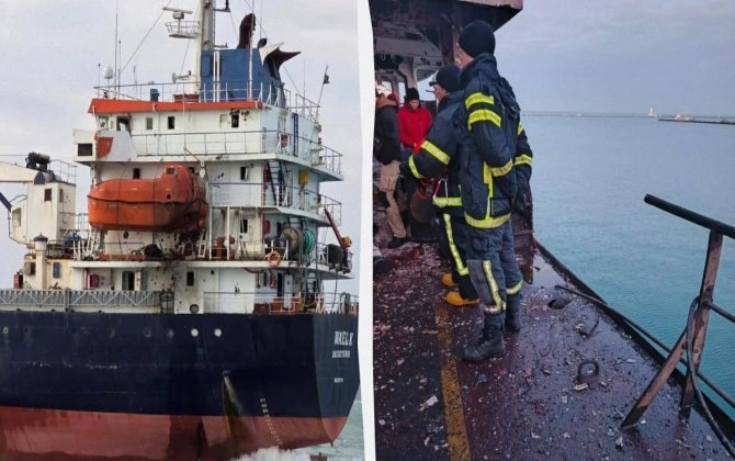 Rusiyanın Odessada iki mülki gəmini vurması nəticəsində bir dənizçi həlak olub