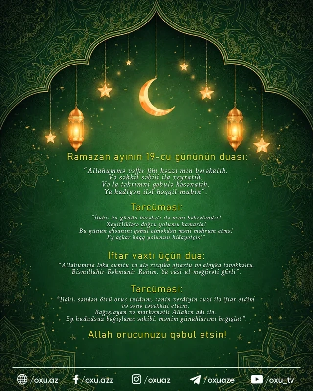 Ramazan ayının on doqquzuncu gününün iftar vaxtı - FOTO