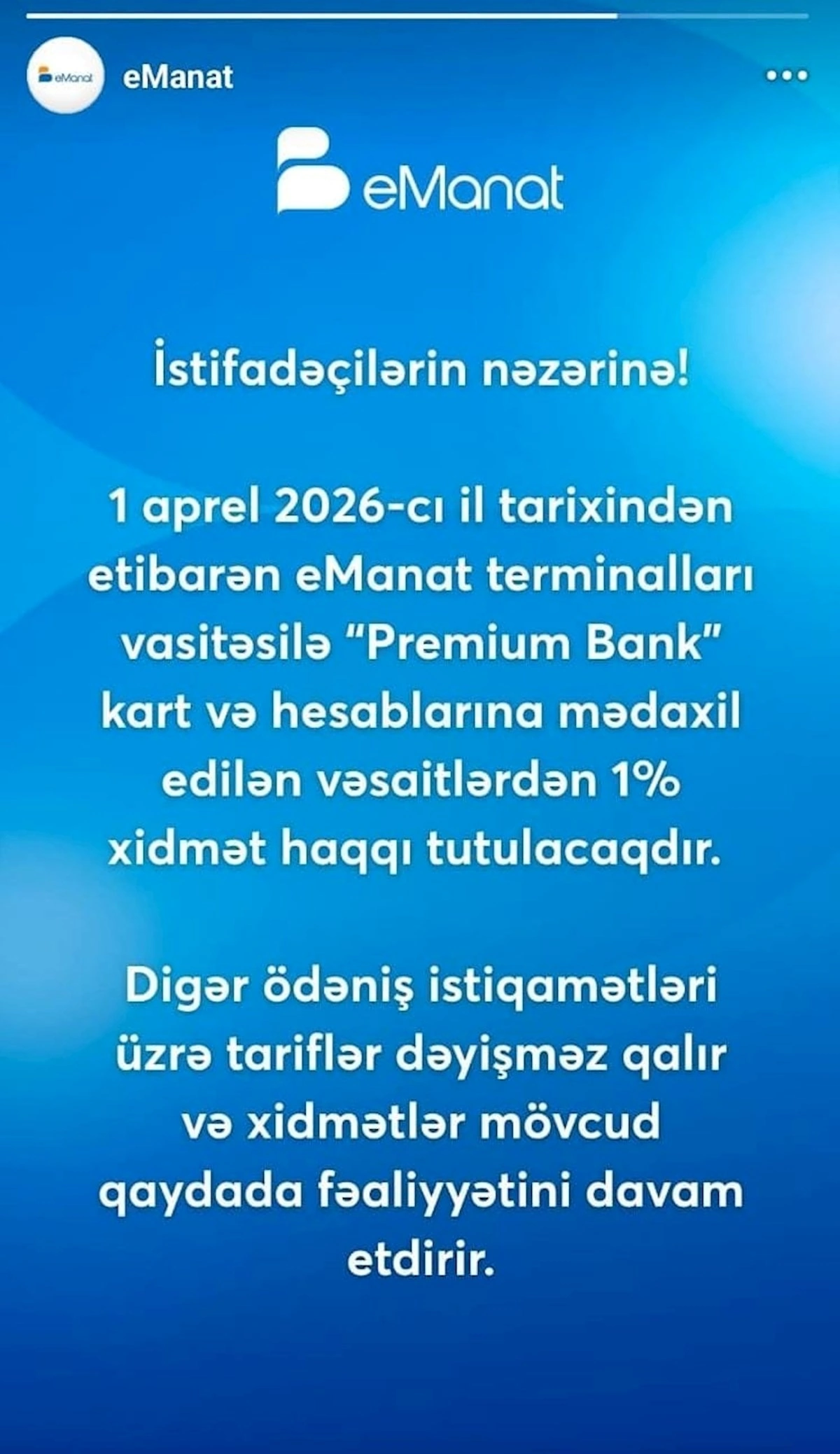 Aprelin 1-dən bu ödənişlərə komissiya gəlir - Pulunuz kəsiləcək
