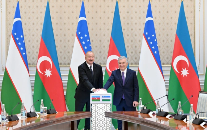 Prezidentlər layihələrin açılış və təməlqoyma mərasimində - FOTO