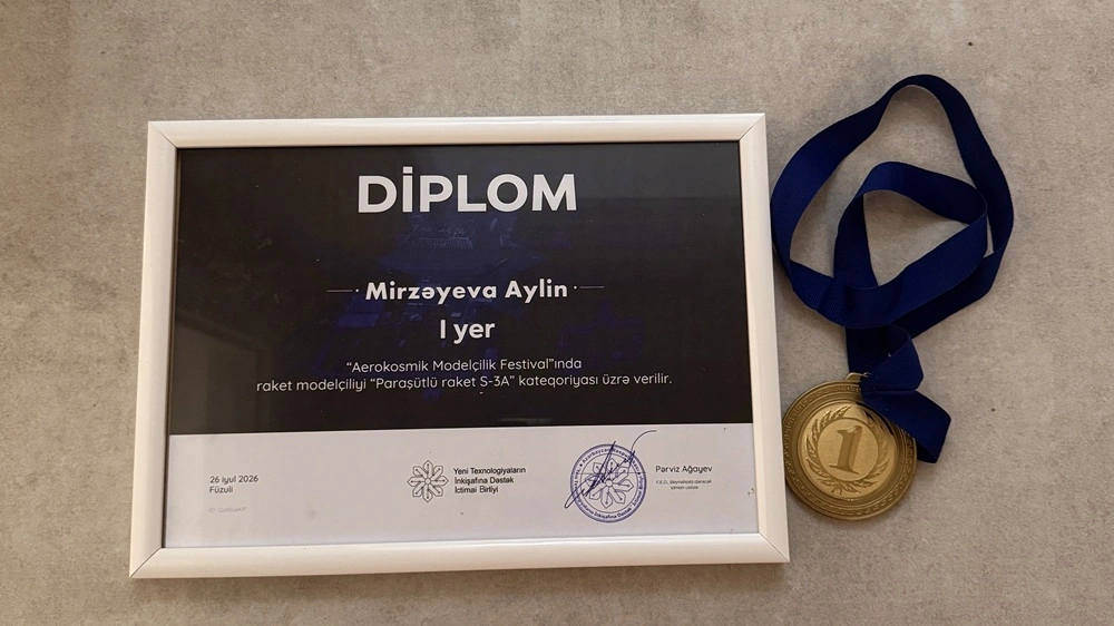 Şəhid övladı Mirzəyeva Aylin Elçin qızı Aerokosmik Modelçilik Festivalında I yerə layiq görülüb
