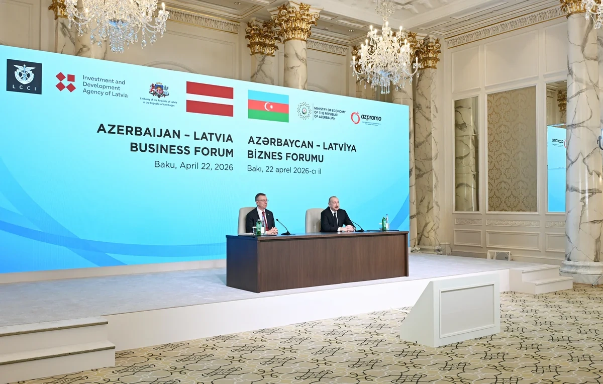 İlham Əliyev və Edqars Rinkeviçsin iştirakı ilə Azərbaycan-Latviya biznes-forumu keçirilib - FOTO - YENİLƏNİB