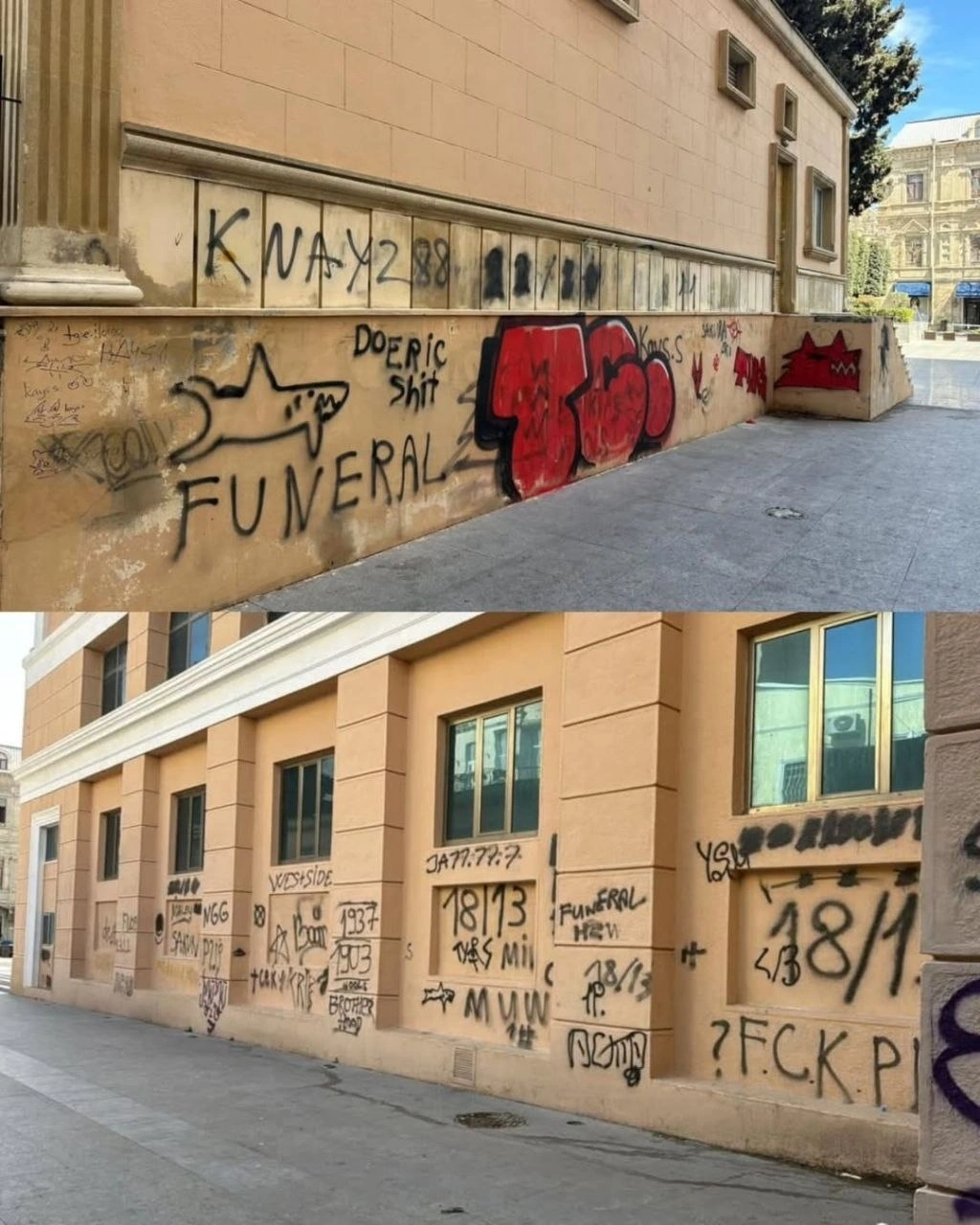 Nizami Kino Mərkəzinin divarlarına qraffiti çəkən şəxslərin kimliyi məlum olub - VİDEO - FOTO