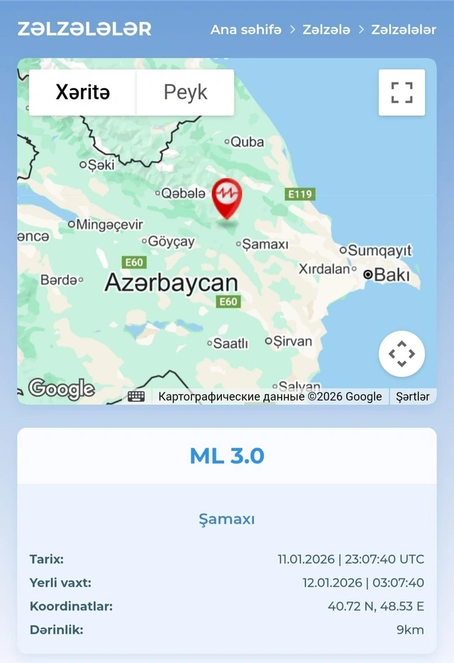 Şamaxıda zəlzələ oldu - FOTO