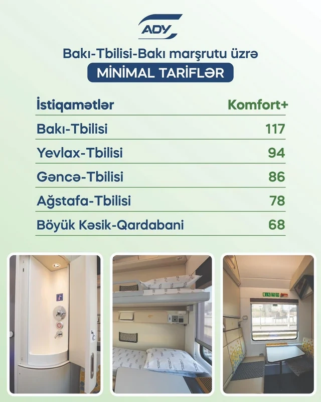 Bakı-Tbilisi-Bakı qatar reysində siniflər üzrə QİYMƏTLƏR - FOTO