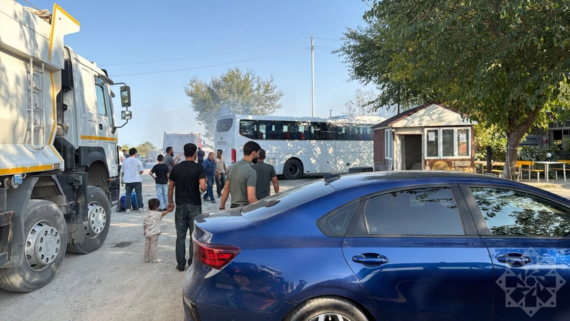 Xaçmazdan Bakıya gələn sərnişin avtobusunda yanğın - FOTO