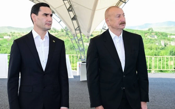 Azərbaycan və Türkmənistan prezidentləri Füzuli şəhərinin dağıdılmış yerlərinə baxıblar - FOTO