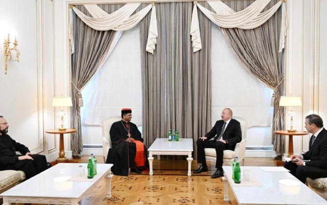 Prezident Müqəddəs Taxt-Tacın Dinlərarası Dialoq üzrə Dikasteriyasının prefektini qəbul etdi - FOTO