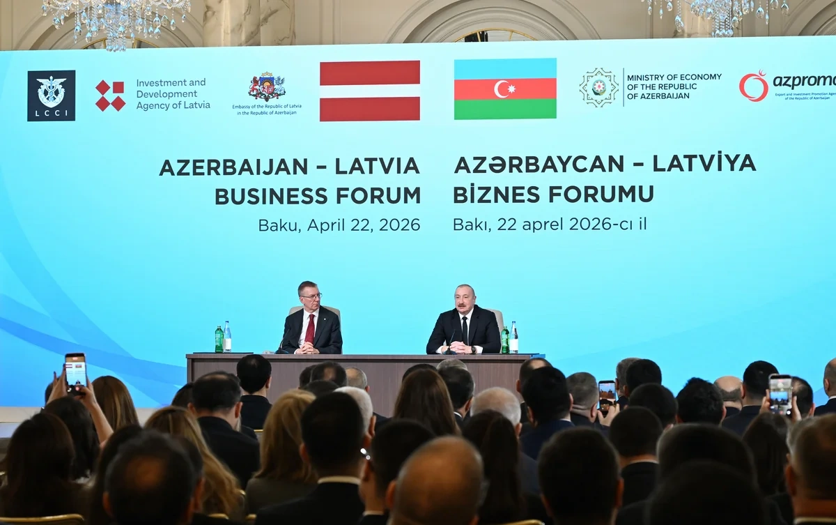 İlham Əliyev və Edqars Rinkeviçsin iştirakı ilə Azərbaycan-Latviya biznes-forumu keçirilib - FOTO - YENİLƏNİB